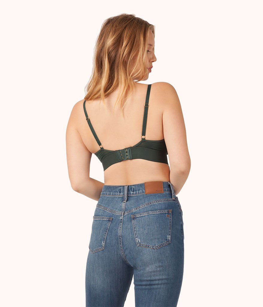 The Busty Stripe Mesh Bralette: Emerald