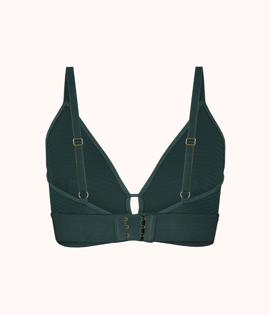 The Busty Stripe Mesh Bralette: Emerald