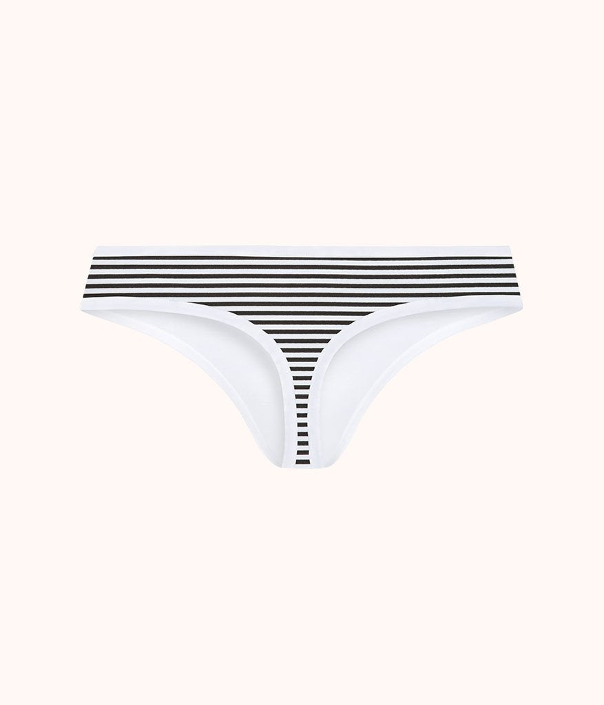 The Cotton Thong: Black/White Mini Stripe