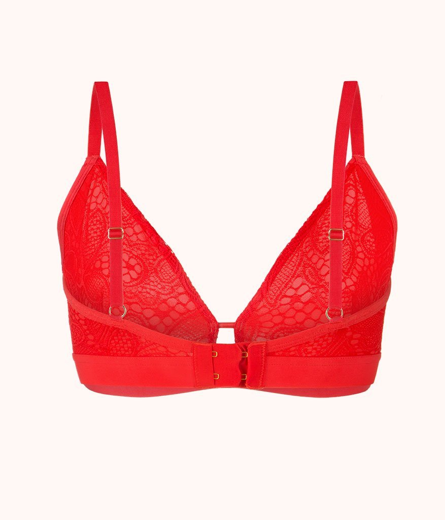 The Palm Lace Busty Bralette: Tomato Red
