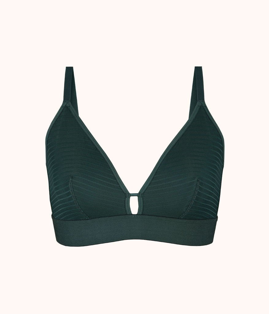 The Busty Stripe Mesh Bralette: Emerald