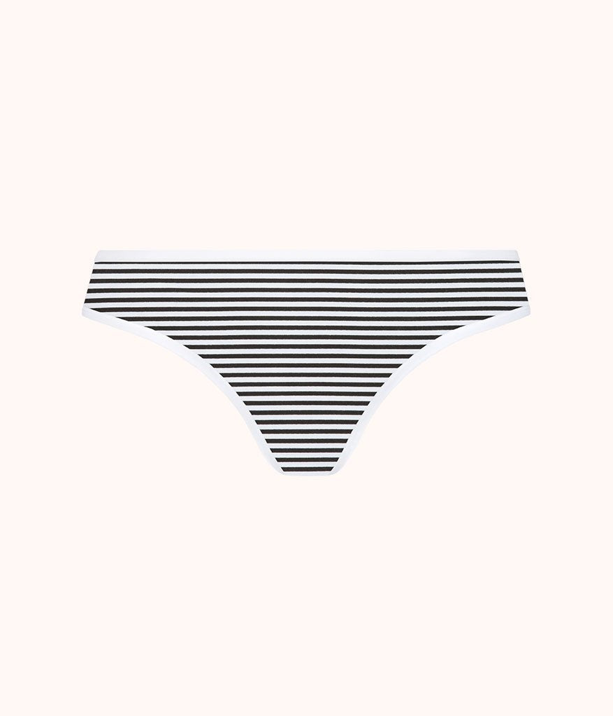 The Cotton Thong: Black/White Mini Stripe
