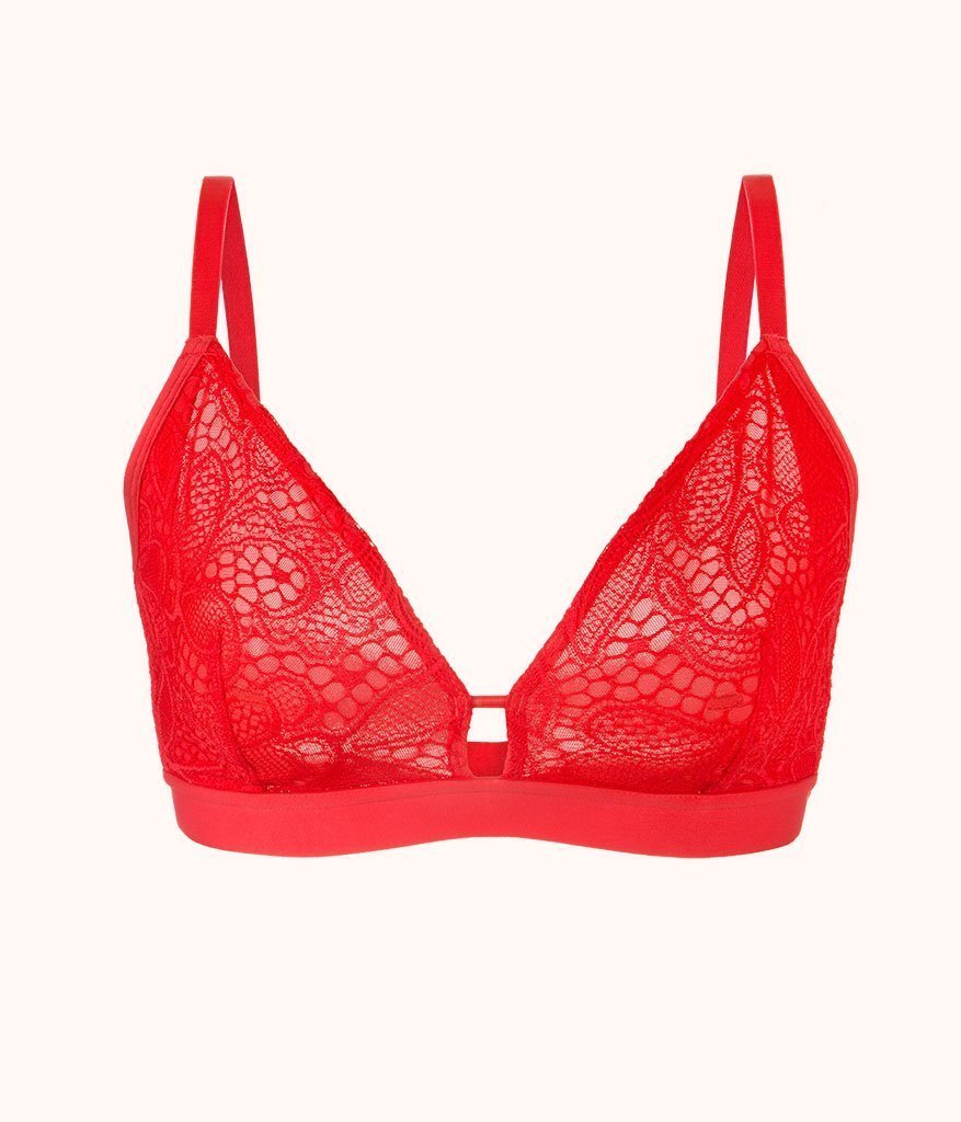 The Palm Lace Busty Bralette: Tomato Red