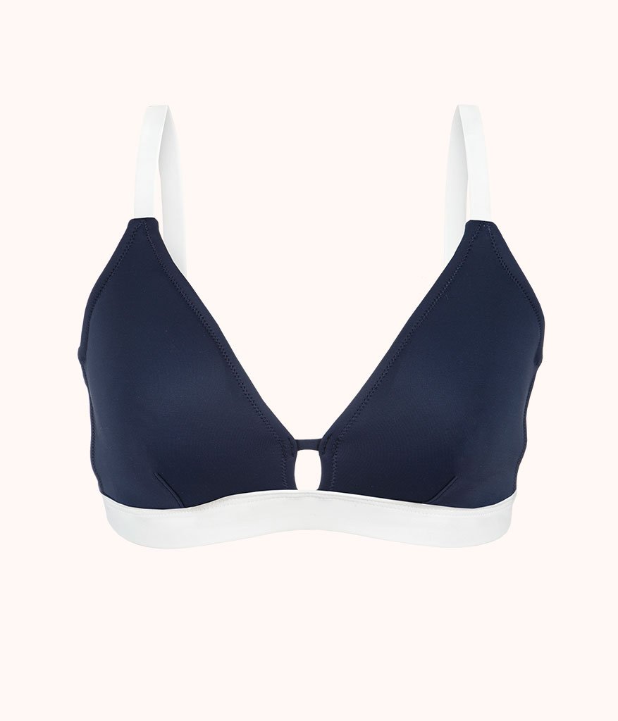 The Swim Busty Bralette: Navy/White