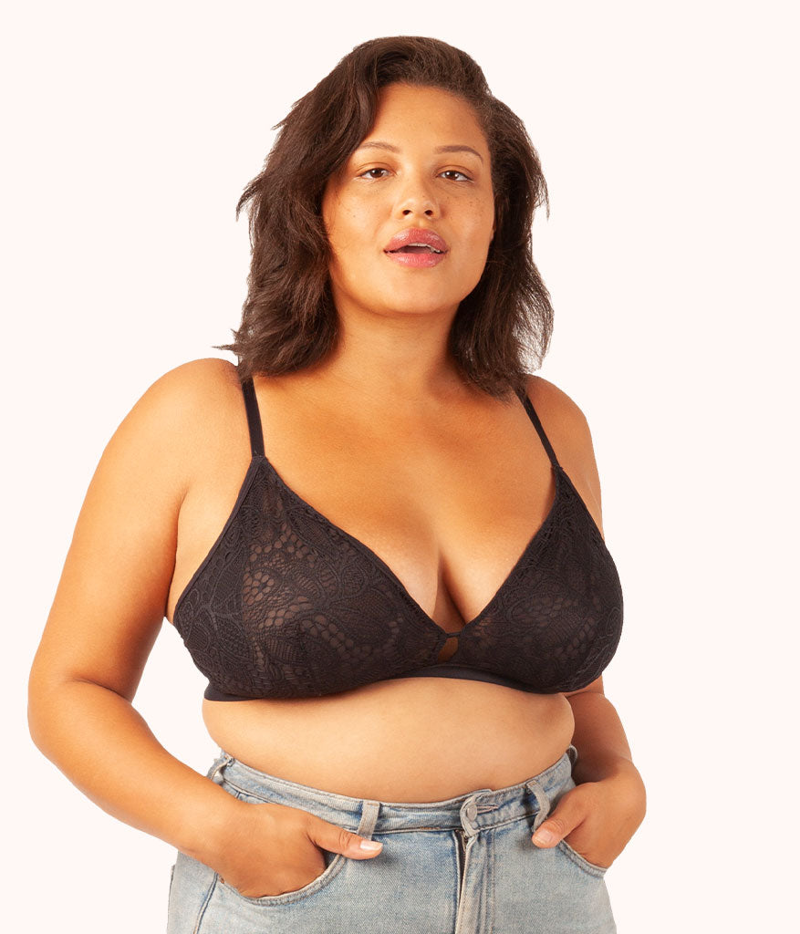 The Palm Lace Busty Bralette: Jet Black