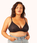 The Palm Lace Busty Bralette: Jet Black